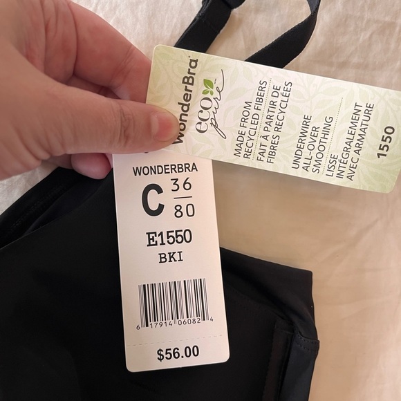 NWT WonderBra Eco Pure Black Underwire Bra 36C - Picture 6 of 12